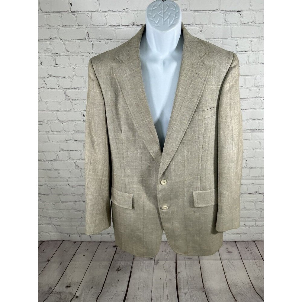 Austin Reed Of Regent Street Gray Subtle Plaid Two Button Blazer 42R *sm stains